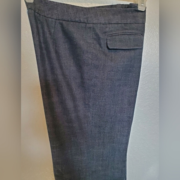 Etcetera Dark Chambray Wide Leg Boot Cut Long Trouser Pants Size 8 - Picture 7 of 8